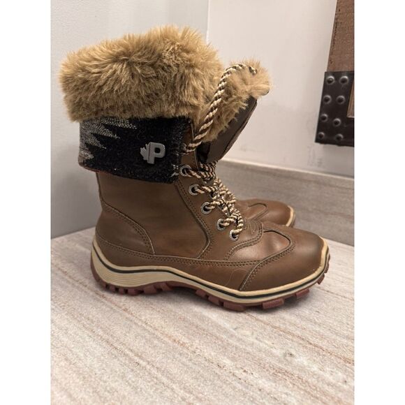 Pajar Brown Leather Alice Native Insulated Winter Boots Women Size 6-6.5 EU‎ 37 - Picture 1 of 11